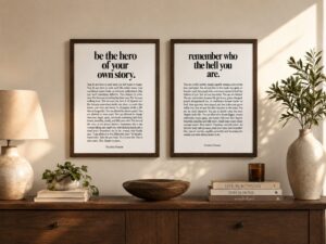 A set of two positive affirmations wall art for women going through divorce or break up