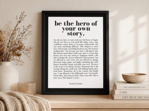 Meaningful motivational artwork with bold black-and-white typography, perfect as an encouraging gift for women who need strength, hope, confidence, and a reminder that this chapter is still theirs.